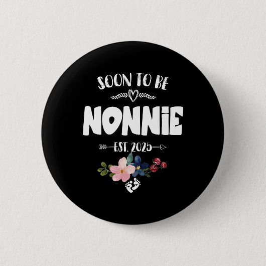 Badge Rond 5 Cm Bientôt Être Nonnie 2025 Fête des mères Première F (Devant)