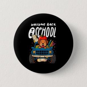 Badge Rond 5 Cm Bienvenue à l'école Mignon Chien Camion Monstre Dr
