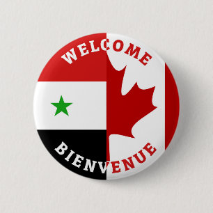 Badge Rond 5 Cm Bienvenue aux Syriens de Bienvenue