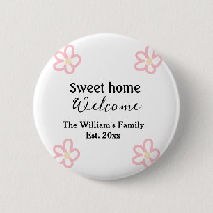 Badge Rond 5 Cm Bienvenue douce maison ajouter nom de famille anné