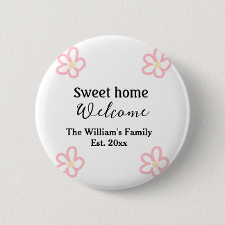 Badge Rond 5 Cm Bienvenue douce maison ajouter nom de famille anné