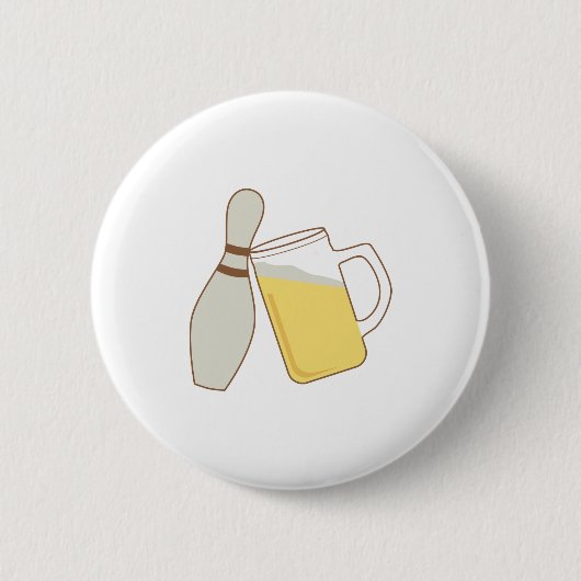 Badge Rond 5 Cm Bière et bowling (Devant)
