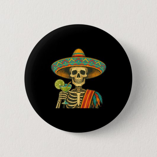 Badge Rond 5 Cm Bière Skeleton cinco de mayo fiesta (Devant)