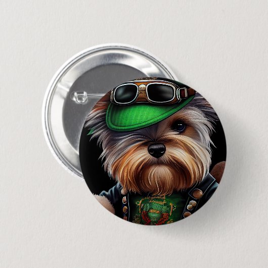 Badge Rond 5 Cm Biewer Terrier Chien Conduite Vélo St. Patrick's D (Devant & derrière)