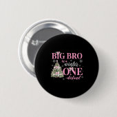 Badge Rond 5 Cm Big Bro In A Winter Onederland Birthday Girl Chris (Devant & derrière)