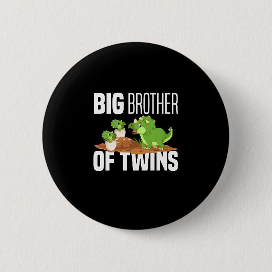 Badge Rond 5 Cm Big Brother De Twins Dinosaur Dino (Devant)