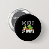 Badge Rond 5 Cm Big Brother De Twins Dinosaur Dino (Devant & derrière)