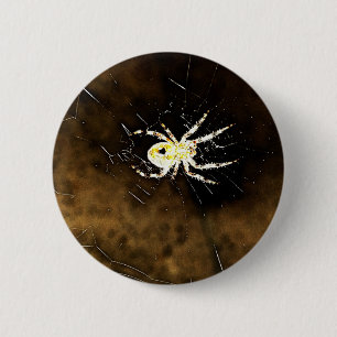 Badge Rond 5 Cm Big Déplaisant Spider sur son Web