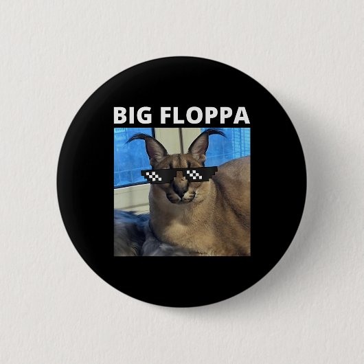 Badge Rond 5 Cm Big Floppa Mat Chat (Devant)
