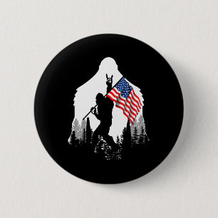Badge Rond 5 Cm Big Foot Chemise Bigfoot Drapeau américain Patriot