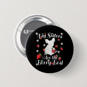 Badge Rond 5 Cm Big Sisters Berry Best - Pun aux fraises de souris