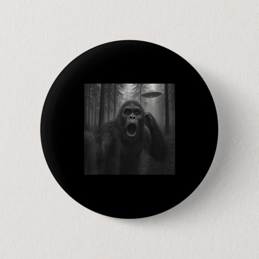 Badge Rond 5 Cm Bigfoot Alien Ufo Selfie Funny Sasquatch Meme Men  (Devant)