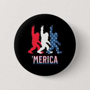 Badge Rond 5 Cm Bigfoot Amérique Rouge Blanc Bleu Paix Signal 4ème