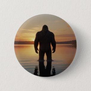 Badge Rond 5 Cm Bigfoot au lac Sunset