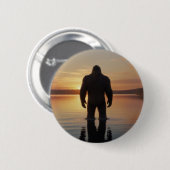 Badge Rond 5 Cm Bigfoot au lac Sunset (Devant & derrière)