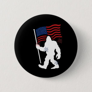 Badge Rond 5 Cm Bigfoot Avec Drapeau Américain Drôle 4 juillet Pou