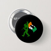 Badge Rond 5 Cm Bigfoot Clover Leaf St Patricks Day Irish Sasquatc (Devant & derrière)