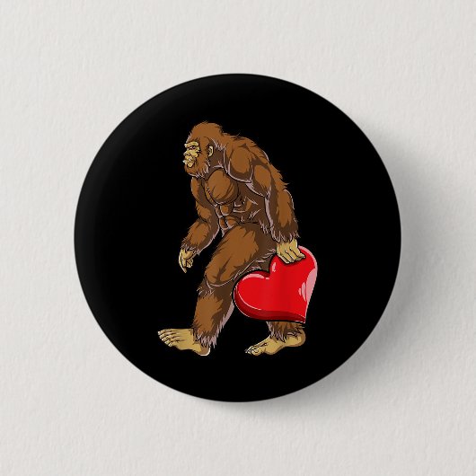 Badge Rond 5 Cm Bigfoot Coeur Valentines Jour Garçons Hommes Aime  (Devant)