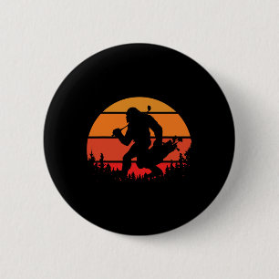 Badge Rond 5 Cm Bigfoot drôle de golf rétro Sasquatch jouant au go