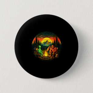 Badge Rond 5 Cm Bigfoot extraterrestre drôle camping rétro ovni fe