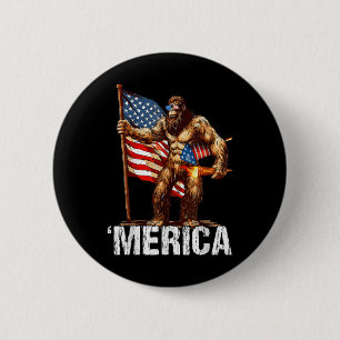 Badge Rond 5 Cm Bigfoot Merica Rock Drapeau Américain Patriotique