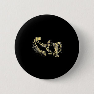 Badge Rond 5 Cm Bigfoot pêche selfie drôle sasquatch bass 