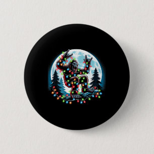 Badge Rond 5 Cm Bigfoot Père Noël Feux d'arbre de Noël Funky Noël