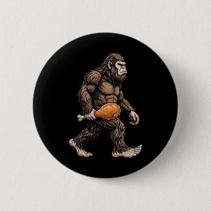 Badge Rond 5 Cm Bigfoot portant un pilon de poulet amoureux de Sas