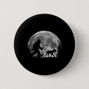 Badge Rond 5 Cm Bigfoot promenant un chien drôle Coonhound Amoureu