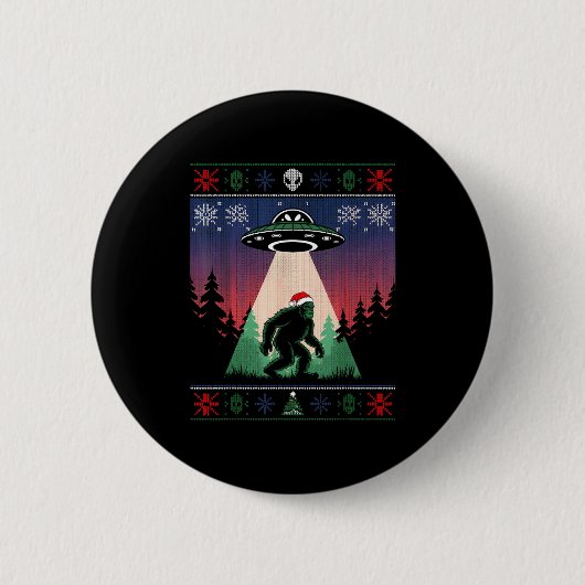 Badge Rond 5 Cm Bigfoot Santa Ufo Alien Funny Ugly Christmas Sweat (Devant)
