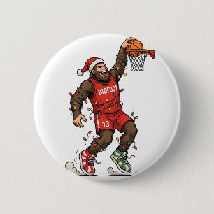 Badge Rond 5 Cm Bigfoot Sasquatch Basket Noël 2026 Vacances