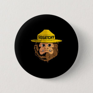 Badge Rond 5 Cm Bigfoot Squatchy Sasquatch Camping Randonnée Retro