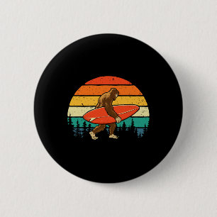 Badge Rond 5 Cm Bigfoot Surfer - Planche de surf rétro Surfant la