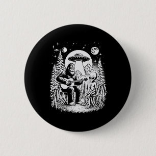 Badge Rond 5 Cm Bigfoot Ufo Alien autour du feu de camp Nature Ran