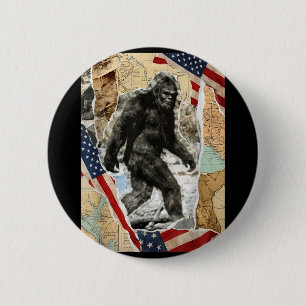 Badge Rond 5 Cm Bigfoot usa drapeau américain sasquatch patriotiqu