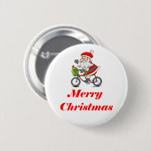 Badge Rond 5 Cm BikeChick Père Noël (Devant & derrière)