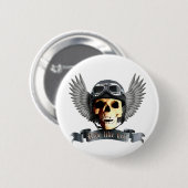 Badge Rond 5 Cm Biker Skull A (Devant & derrière)