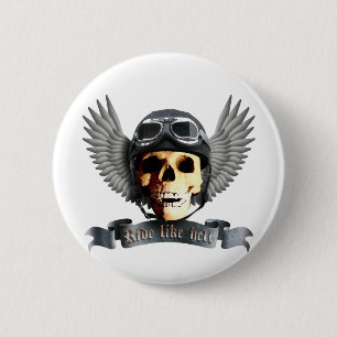 Badge Rond 5 Cm Biker Skull A