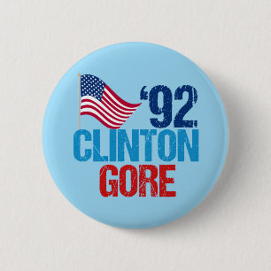 Badge Rond 5 Cm Bill Clinton Al Gore 1992