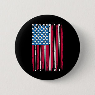 Badge Rond 5 Cm Billard Et Drapeau Américain Fabriqué Pour Un Bill