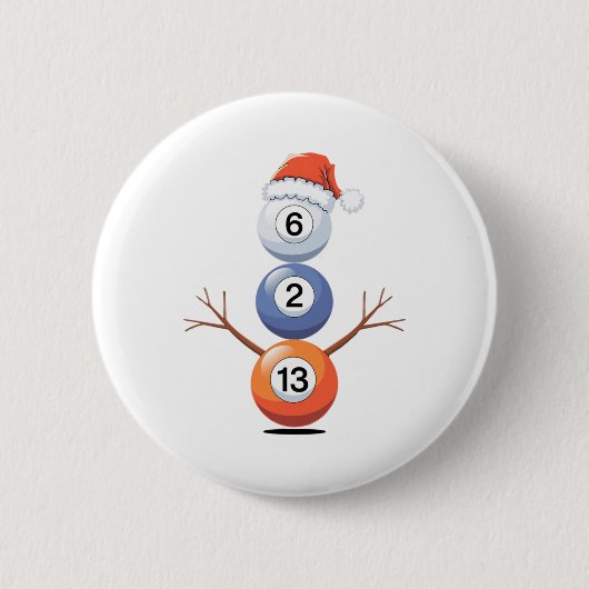 Badge Rond 5 Cm Billard Noël Snowman Avec Table De Billard (Devant)