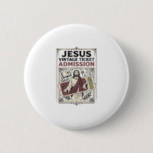 Badge Rond 5 Cm Billet d'admission Jésus Vintage Billet Jésus Vint