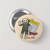 Badge Rond 5 Cm Bingo Singe Chaussette (Devant & derrière)
