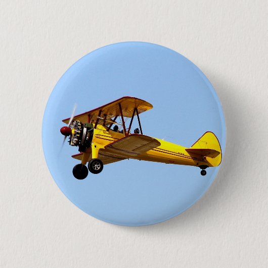 Badge Rond 5 Cm Biplan jaune (Devant)