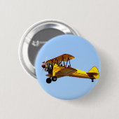 Badge Rond 5 Cm Biplan jaune (Devant & derrière)