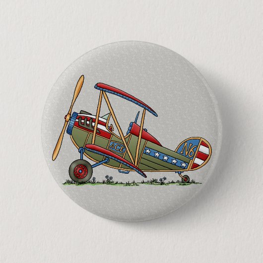 Badge Rond 5 Cm Biplan mignon (Devant)