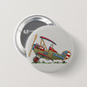 Badge Rond 5 Cm Biplan mignon (Devant & derrière)