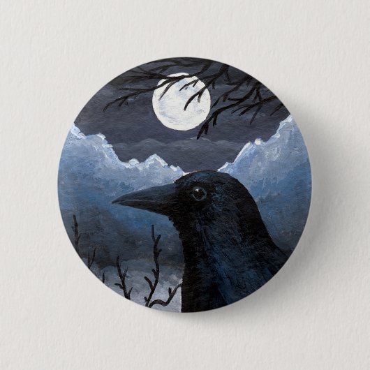 Badge Rond 5 Cm Bird 58 Crow Raven (Devant)