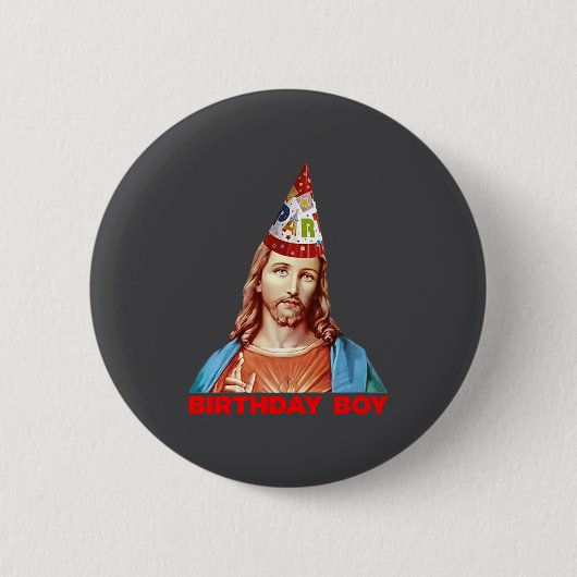 Badge Rond 5 Cm Birthday Boy Jesus Funny Christmas Party Hat Long  (Devant)