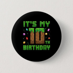 Badge Rond 5 Cm Birthday Boy Son 10e Anniversaire Gamer Pixel Numb